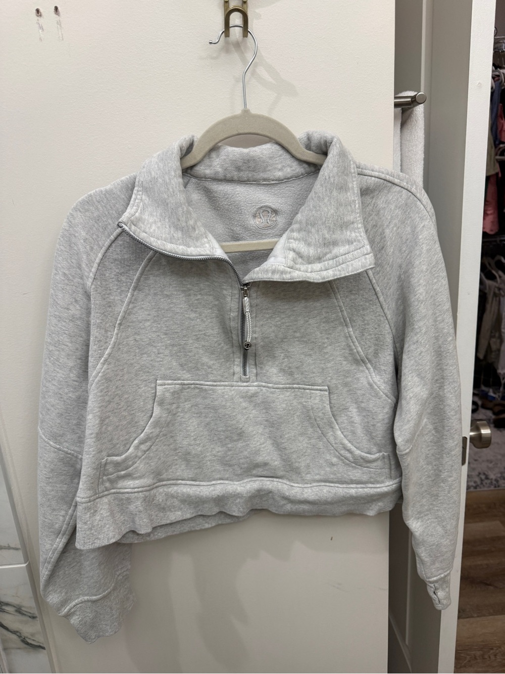 lululemon athletica Light Gray Half-Zip Cropped Pullover